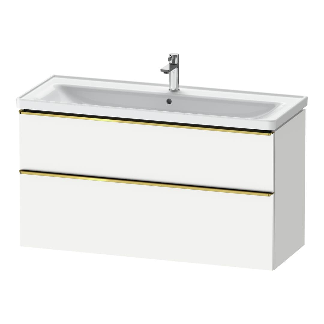Duravit D-Neo – Έπιπλο Νιπτήρα – 1184 mm, 2 συρτάρια, νιπτήρας κέντρο, 1184 x 452 x 625 mm, Gold Polished – White Matt, Decor (DE4391034180000)
