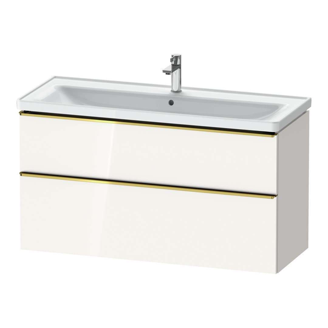 Duravit D-Neo – Έπιπλο Νιπτήρα – 1184 mm, 2 συρτάρια, νιπτήρας κέντρο, 1184 x 452 x 625 mm, Gold Polished – White High Gloss, Decor (DE4391034220000)