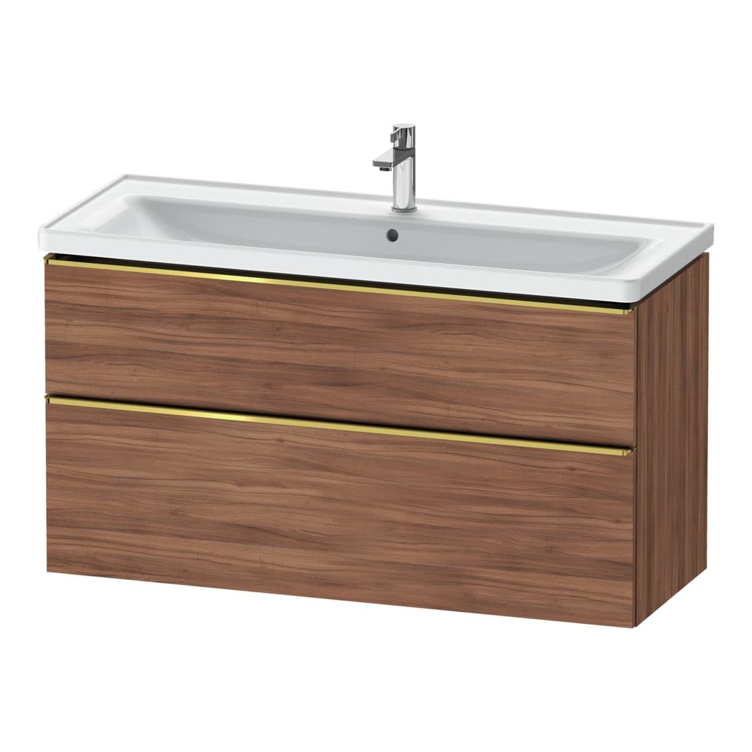 Duravit D-Neo – Έπιπλο Νιπτήρα – 1184 mm, 2 συρτάρια, νιπτήρας κέντρο, 1184 x 452 x 625 mm, Gold Polished – Walnut Matt, Decor (DE4391034790000)