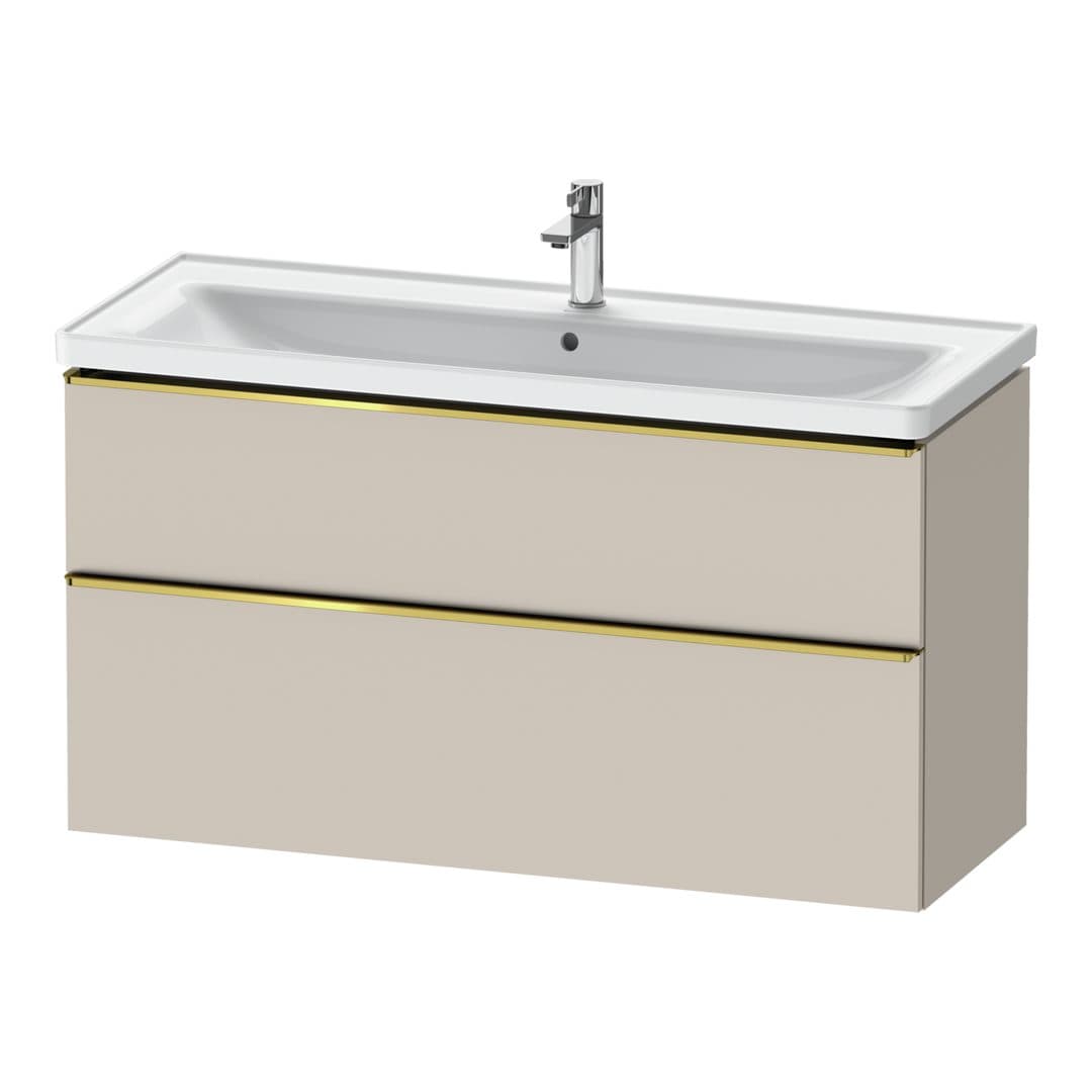 Duravit D-Neo – Έπιπλο Νιπτήρα – 1184 mm, 2 συρτάρια, νιπτήρας κέντρο, 1184 x 452 x 625 mm, Gold Polished – Taupe Matt, Decor (DE4391034910000)