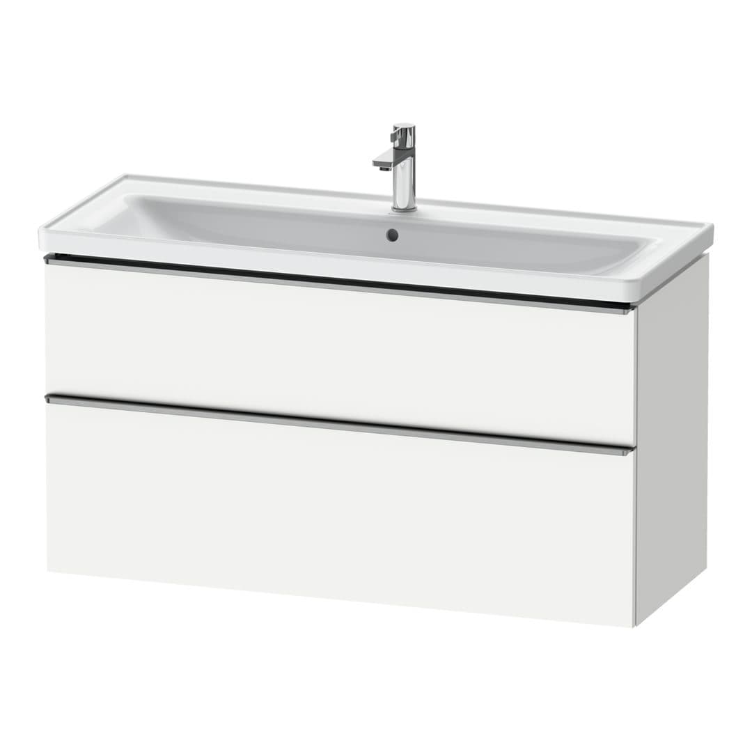 Duravit D-Neo – Έπιπλο Νιπτήρα – 1184 mm, 2 συρτάρια, νιπτήρας κέντρο, 1184 x 452 x 625 mm, Stainless steel Brushed – White Matt, Decor (DE4391070180000)