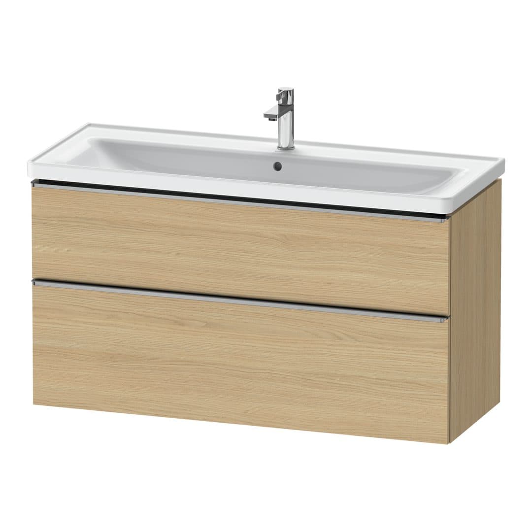 Duravit D-Neo – Έπιπλο Νιπτήρα – 1184 mm, 2 συρτάρια, νιπτήρας κέντρο, 1184 x 452 x 625 mm, Stainless steel Brushed – Natural oak, Decor (DE4391070300000)
