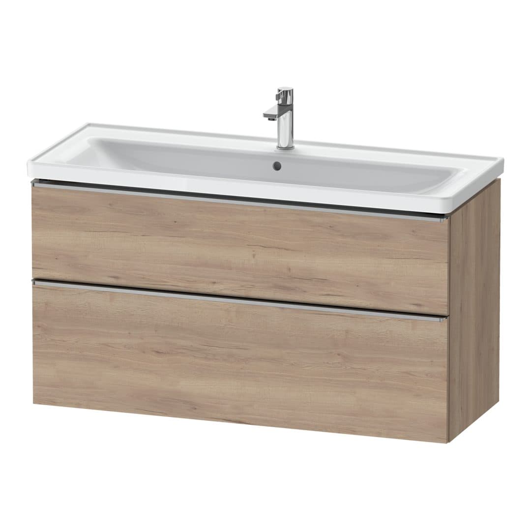 Duravit D-Neo – Έπιπλο Νιπτήρα – 1184 mm, 2 συρτάρια, νιπτήρας κέντρο, 1184 x 452 x 625 mm, Stainless steel Brushed – Marbled Oak Matt, Decor (DE4391070550000)