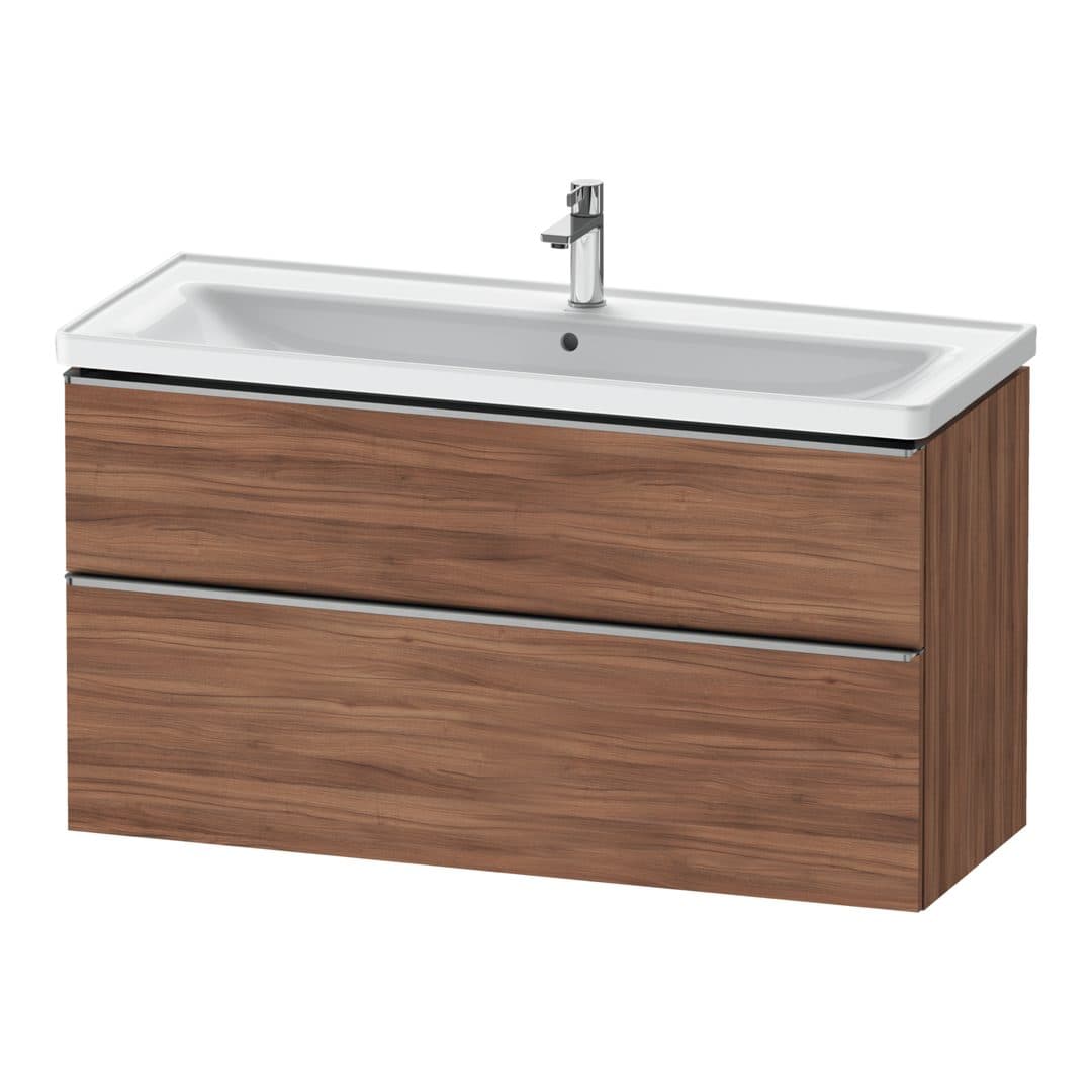 Duravit D-Neo – Έπιπλο Νιπτήρα – 1184 mm, 2 συρτάρια, νιπτήρας κέντρο, 1184 x 452 x 625 mm, Stainless steel Brushed – Walnut Matt, Decor (DE4391070790000)