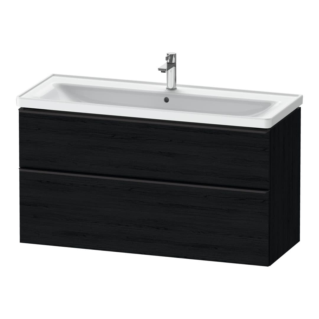 Duravit D-Neo – Έπιπλο Νιπτήρα – 1184 mm, 2 συρτάρια, νιπτήρας κέντρο, 1184 x 452 x 625 mm, Diamond black Matt – Black oak Matt, Decor (DE43910BD160000)
