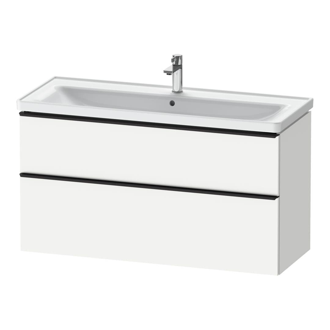 Duravit D-Neo – Έπιπλο Νιπτήρα – 1184 mm, 2 συρτάρια, νιπτήρας κέντρο, 1184 x 452 x 625 mm, Diamond black Matt – White Matt, Decor (DE43910BD180000)