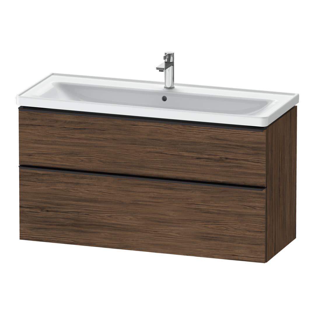 Duravit D-Neo – Έπιπλο Νιπτήρα – 1184 mm, 2 συρτάρια, νιπτήρας κέντρο, 1184 x 452 x 625 mm, Diamond black Matt – Walnut dark Matt, Decor (DE43910BD210000)