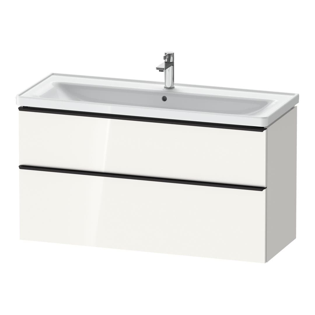 Duravit D-Neo – Έπιπλο Νιπτήρα – 1184 mm, 2 συρτάρια, νιπτήρας κέντρο, 1184 x 452 x 625 mm, Diamond black Matt – White High Gloss, Decor (DE43910BD220000)