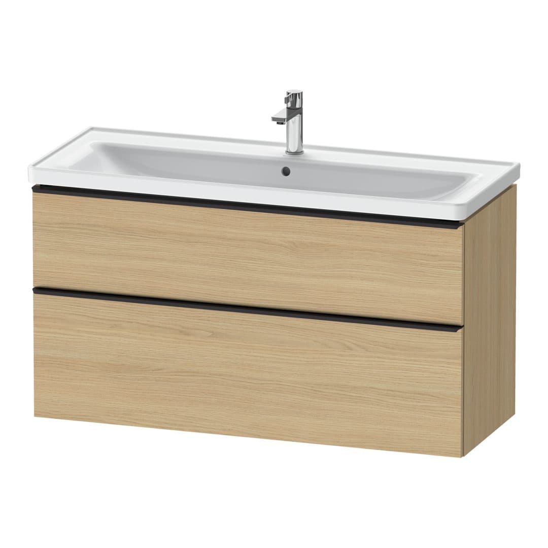 Duravit D-Neo – Έπιπλο Νιπτήρα – 1184 mm, 2 συρτάρια, νιπτήρας κέντρο, 1184 x 452 x 625 mm, Diamond black Matt – Natural oak, Decor (DE43910BD300000)