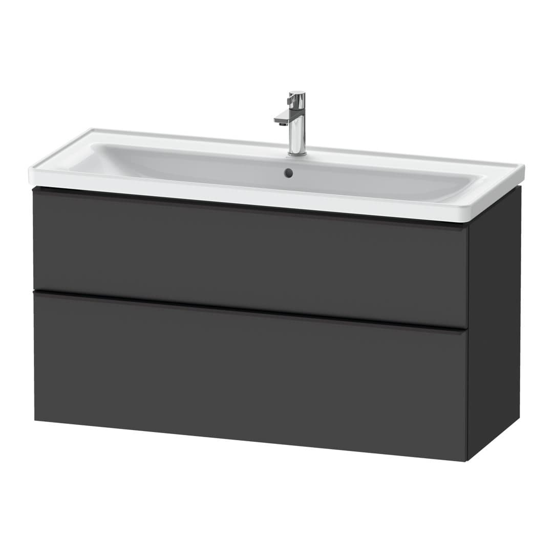 Duravit D-Neo – Έπιπλο Νιπτήρα – 1184 mm, 2 συρτάρια, νιπτήρας κέντρο, 1184 x 452 x 625 mm, Diamond black Matt – Graphite Matt, Decor (DE43910BD490000)
