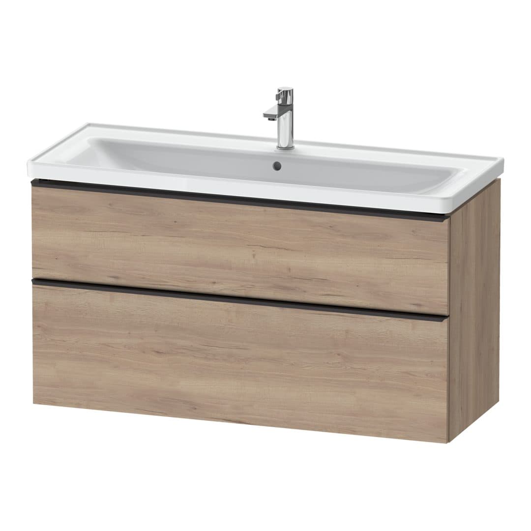 Duravit D-Neo – Έπιπλο Νιπτήρα – 1184 mm, 2 συρτάρια, νιπτήρας κέντρο, 1184 x 452 x 625 mm, Diamond black Matt – Marbled Oak Matt, Decor (DE43910BD550000)