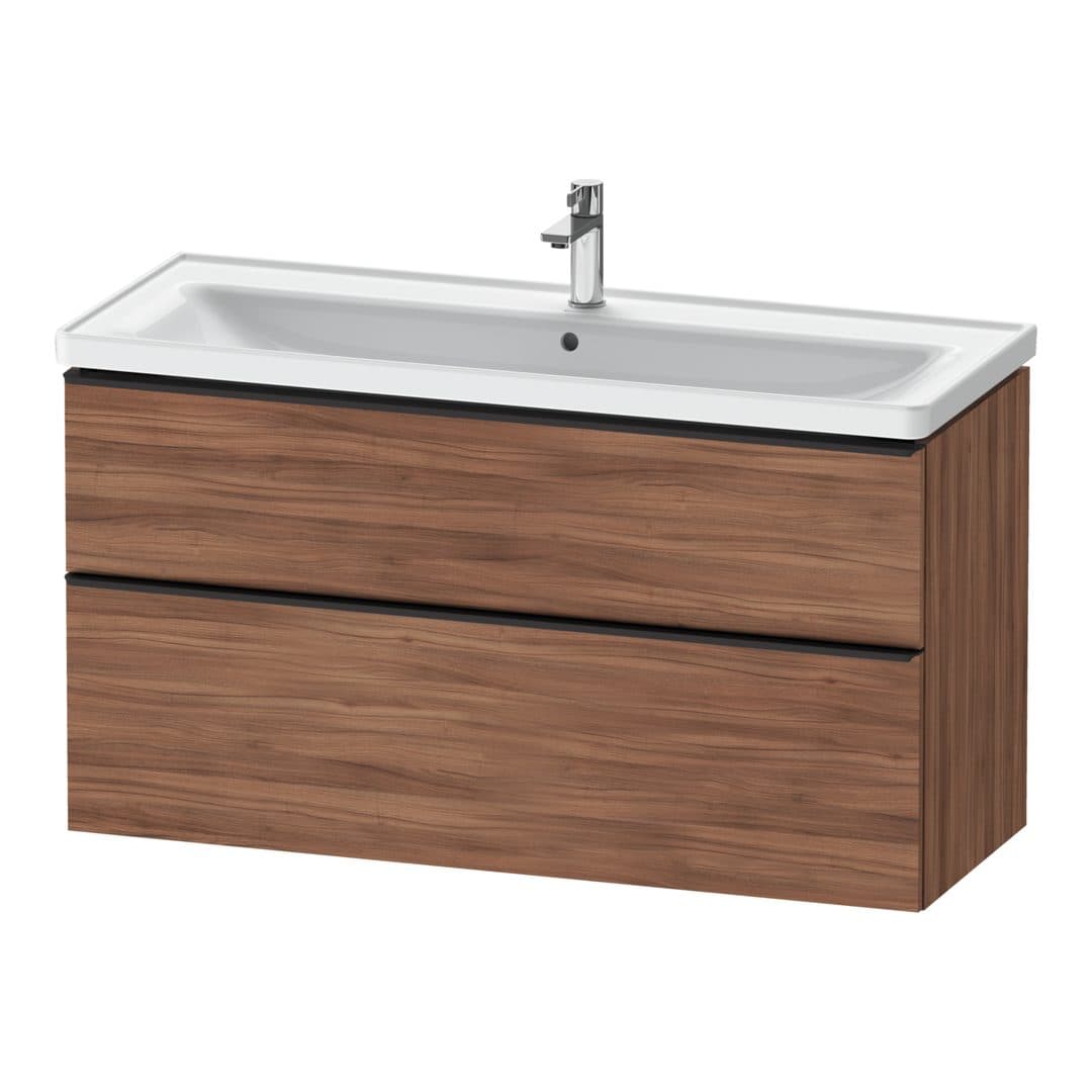 Duravit D-Neo – Έπιπλο Νιπτήρα – 1184 mm, 2 συρτάρια, νιπτήρας κέντρο, 1184 x 452 x 625 mm, Diamond black Matt – Walnut Matt, Decor (DE43910BD790000)