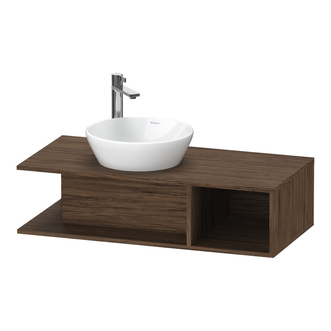 Duravit D-Neo – Έπιπλο Νιπτήρα – 1000 mm, για κονσόλα, νιπτήρας αριστερά, Compact – Walnut dark Matt, Decor (DE491902121)