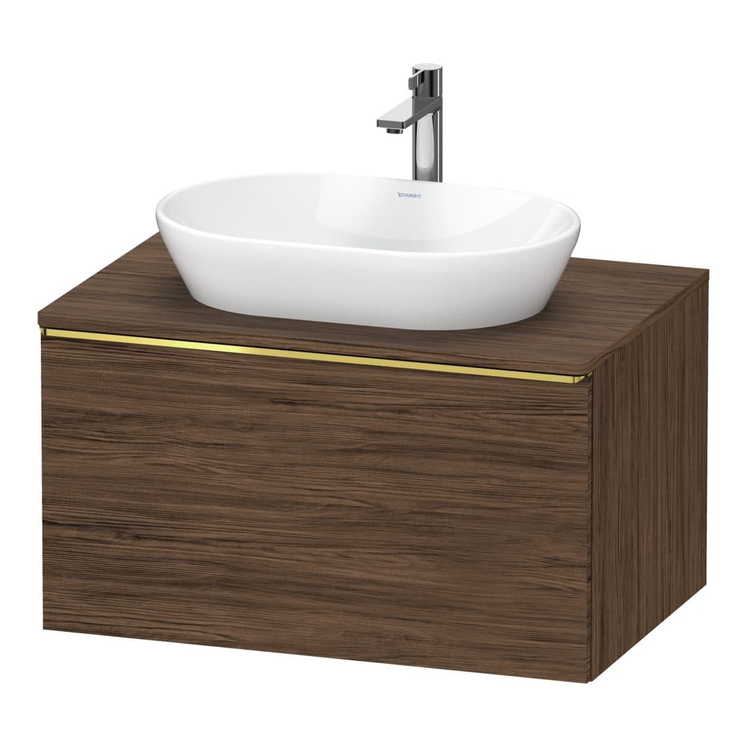 Duravit D-Neo – Έπιπλο Νιπτήρα – 800 mm, για κονσόλα, 1 συρτάρι, νιπτήρας κέντρο, Gold Polished – Walnut dark Matt, Decor (DE4947034210000)