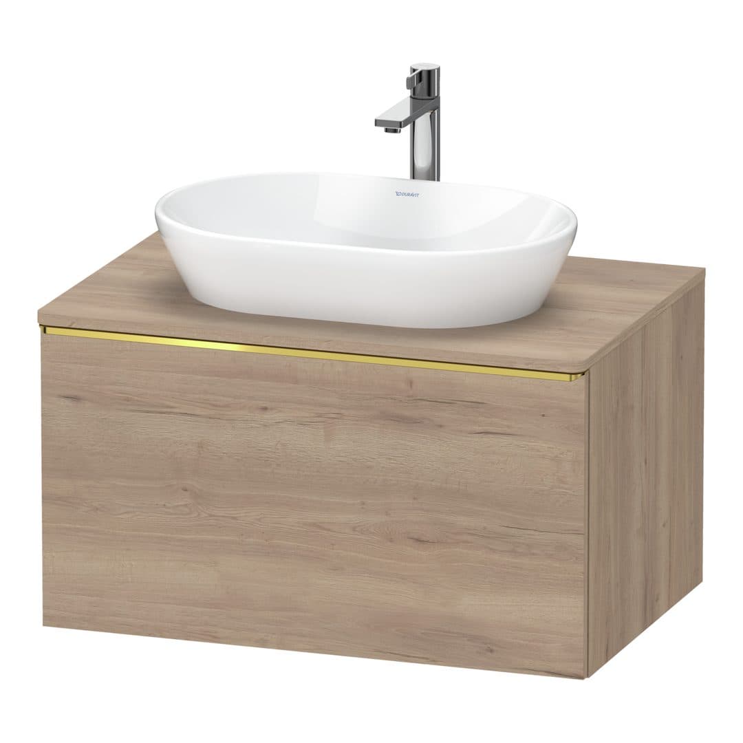 Duravit D-Neo – Έπιπλο Νιπτήρα – 800 mm, για κονσόλα, 1 συρτάρι, νιπτήρας κέντρο, Gold Polished – Marbled Oak Matt, Decor (DE4947034550000)