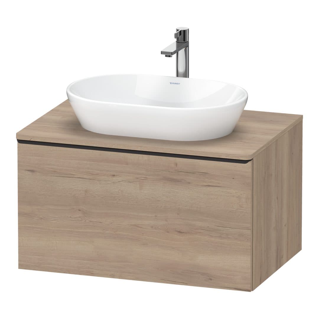 Duravit D-Neo – Έπιπλο Νιπτήρα – 800 mm, για κονσόλα, 1 συρτάρι, νιπτήρας κέντρο, Diamond black Matt – Marbled Oak Matt, Decor (DE49470BD550000)