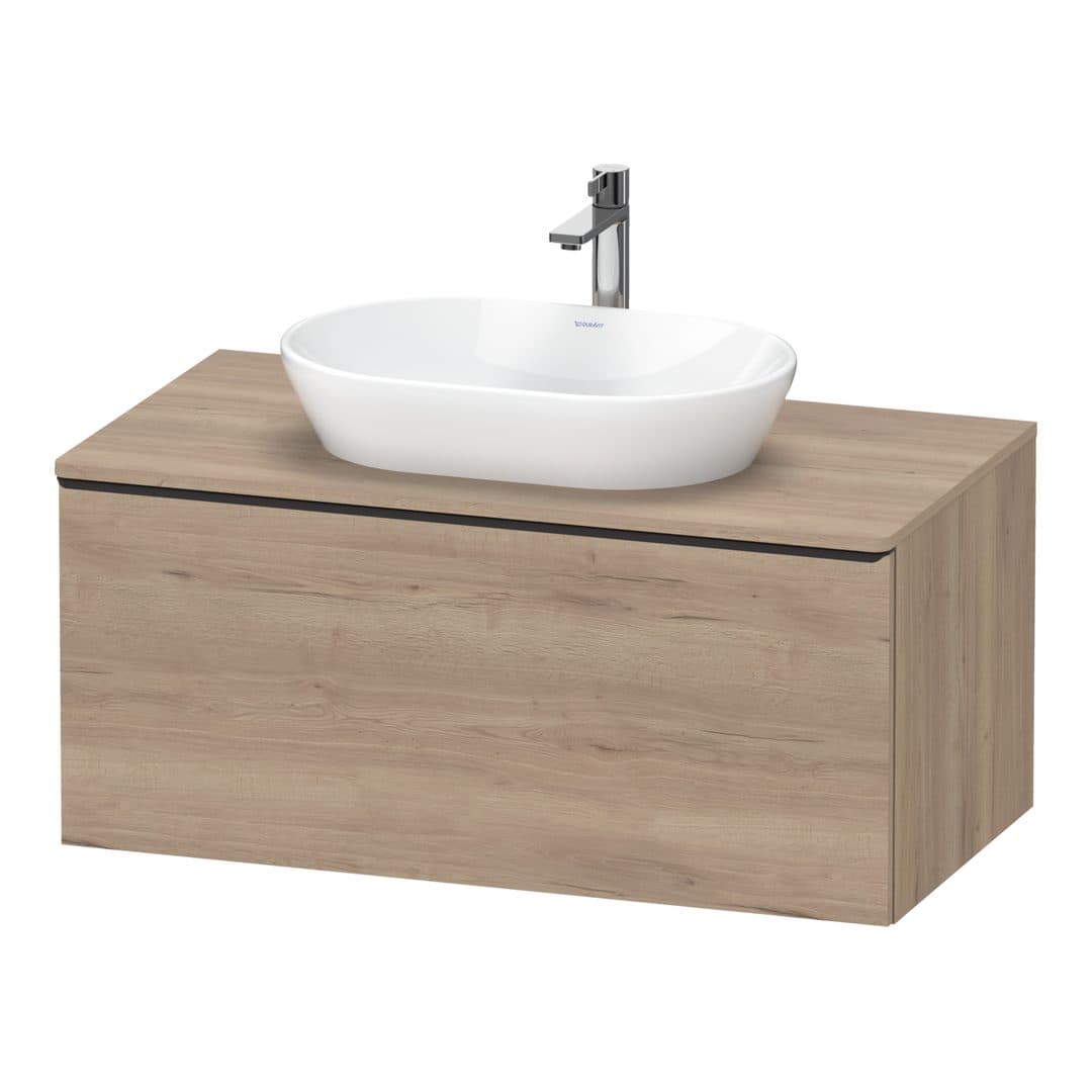 Duravit D-Neo – Έπιπλο Νιπτήρα – 1000 mm, για κονσόλα, 1 συρτάρι, νιπτήρας κέντρο, Diamond black Matt – Marbled Oak Matt, Decor (DE49480BD550000)