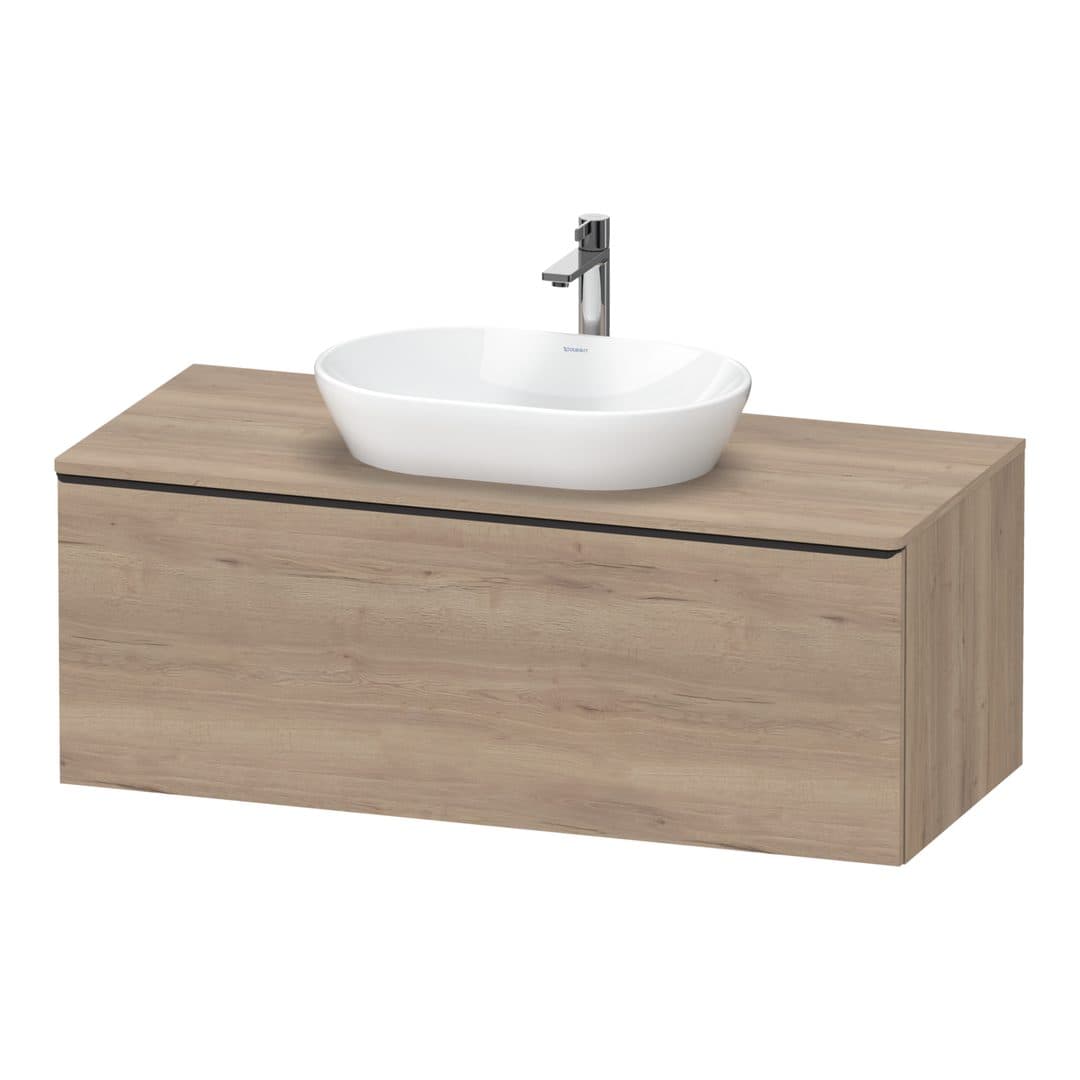 Duravit D-Neo – Έπιπλο Νιπτήρα – 1200 mm, για κονσόλα, 1 συρτάρι, νιπτήρας κέντρο, Diamond black Matt – Marbled Oak Matt, Decor (DE49490BD550000)