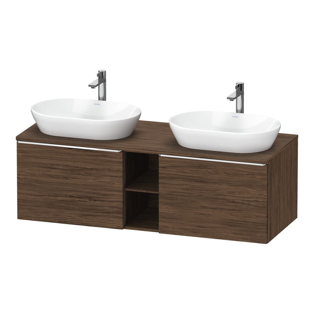 Duravit D-Neo – Έπιπλο Νιπτήρα – 1400 mm, για κονσόλα, 2 συρτάρια, Chrome High Gloss – Walnut dark Matt, Decor (DE4950B10210000)