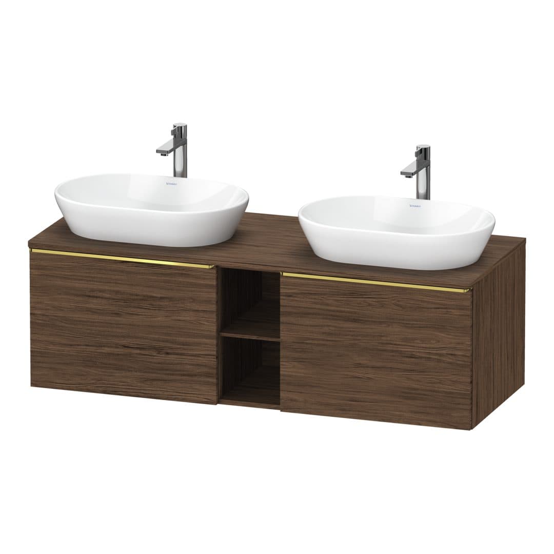 Duravit D-Neo – Έπιπλο Νιπτήρα – 1400 mm, για κονσόλα, 2 συρτάρια, Gold Polished – Walnut dark Matt, Decor (DE4950B34210000)