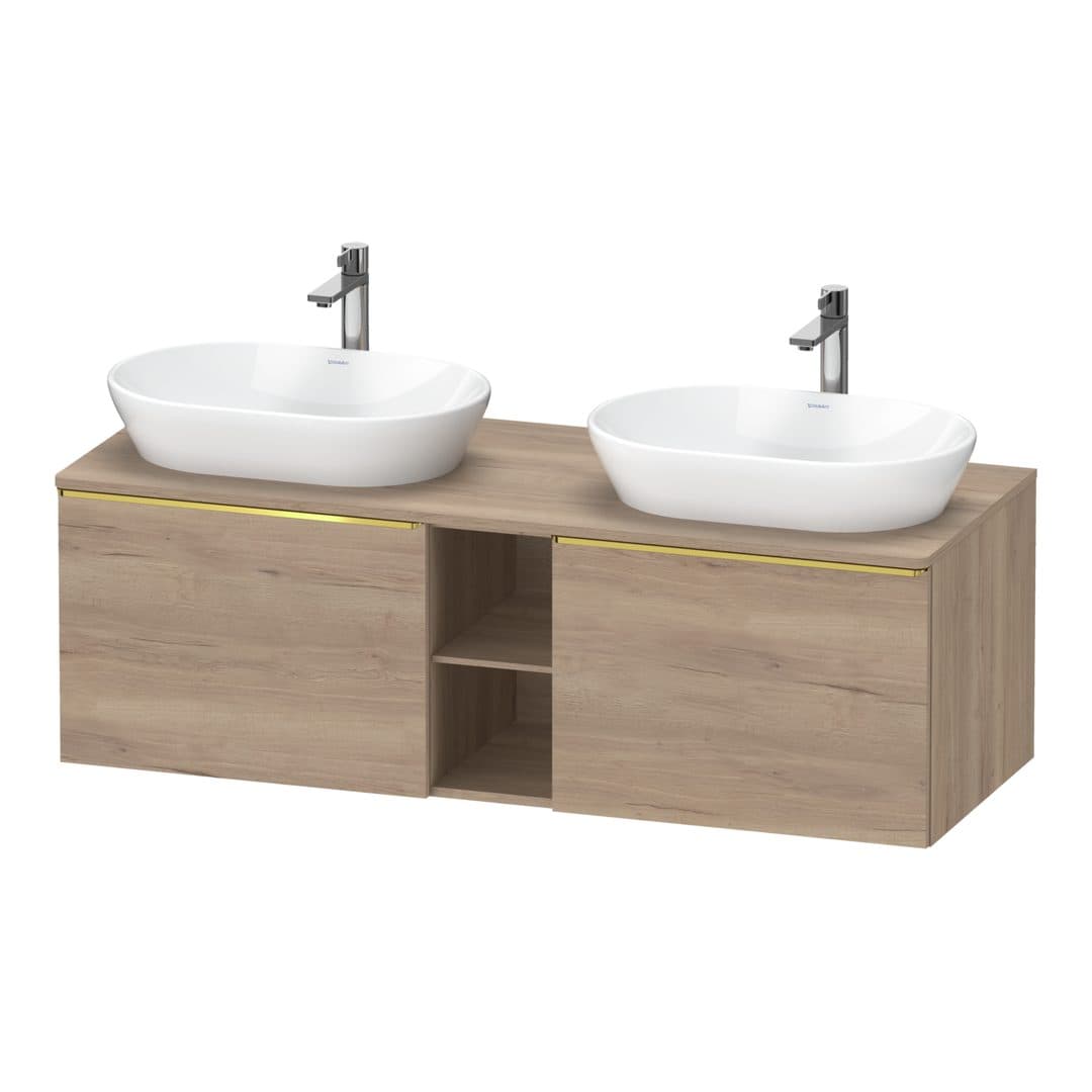 Duravit D-Neo – Έπιπλο Νιπτήρα – 1400 mm, για κονσόλα, 2 συρτάρια, Gold Polished – Marbled Oak Matt, Decor (DE4950B34550000)