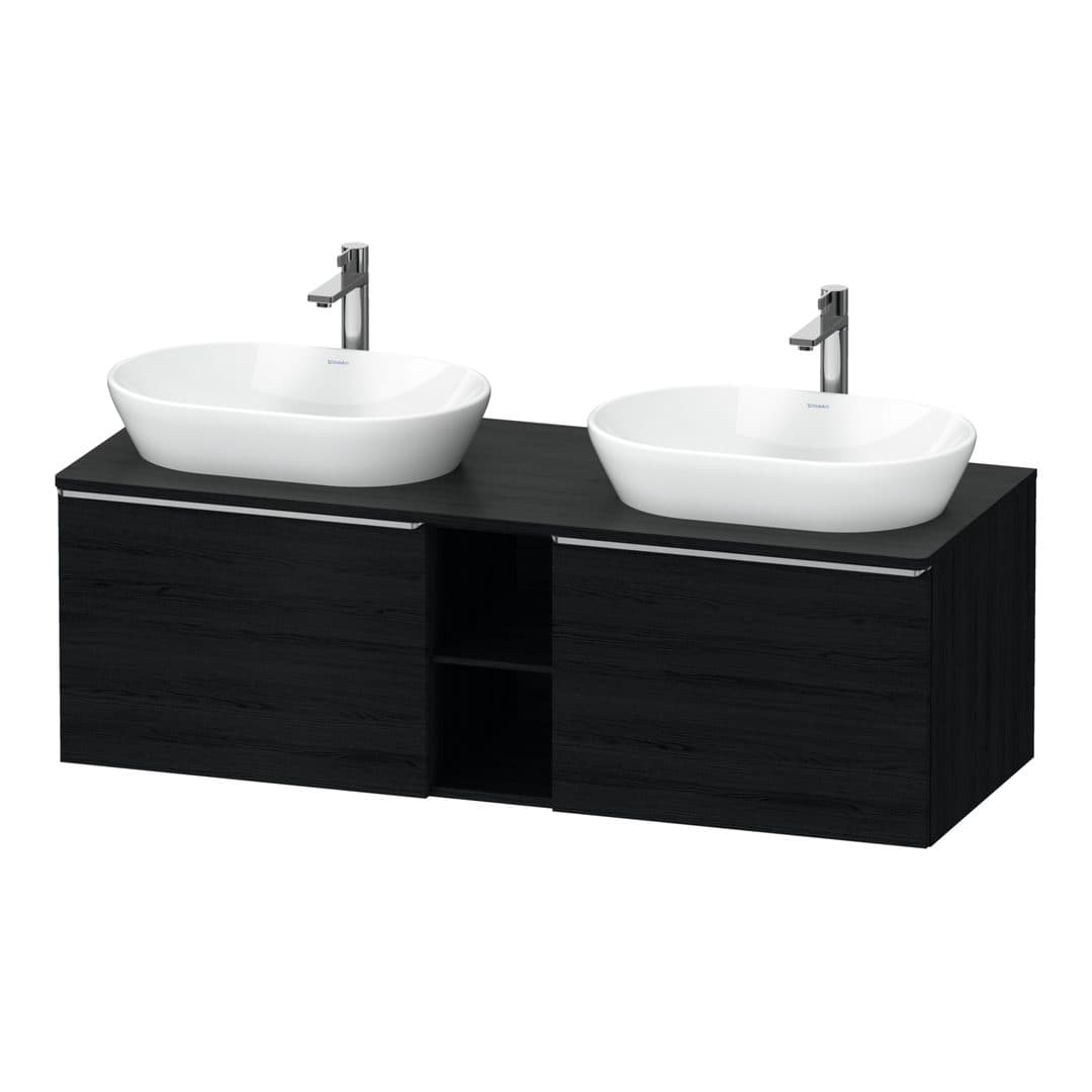Duravit D-Neo – Έπιπλο Νιπτήρα – 1400 mm, για κονσόλα, 2 συρτάρια, Stainless steel Brushed – Black oak Matt, Decor (DE4950B70160000)