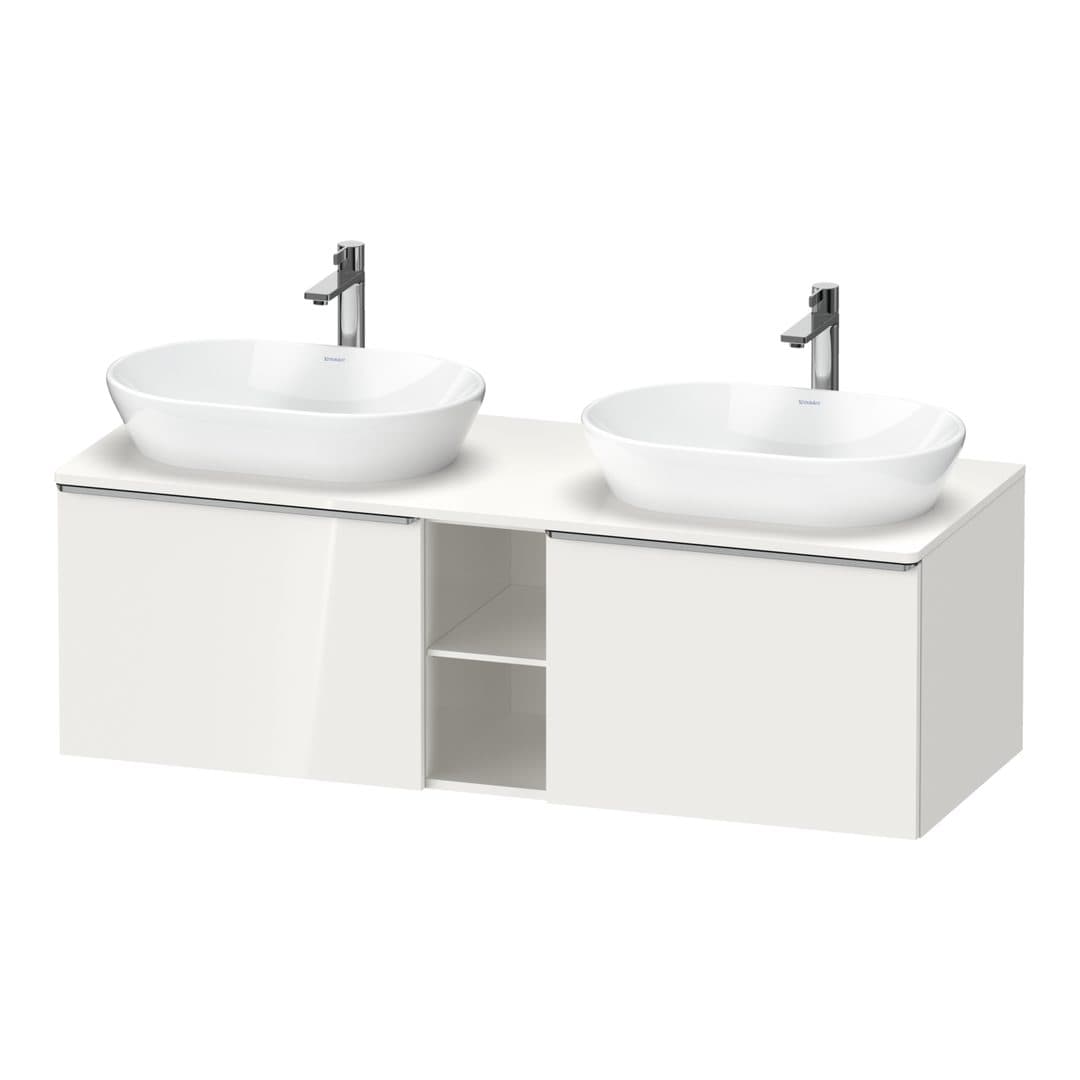 Duravit D-Neo – Έπιπλο Νιπτήρα – 1400 mm, για κονσόλα, 2 συρτάρια, Stainless steel Brushed – White High Gloss, Decor (DE4950B70220000)