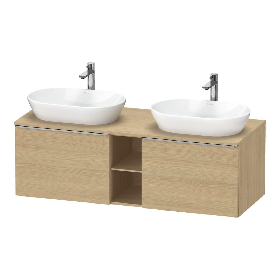 Duravit D-Neo – Έπιπλο Νιπτήρα – 1400 mm, για κονσόλα, 2 συρτάρια, Stainless steel Brushed – Natural oak, Decor (DE4950B70300000)