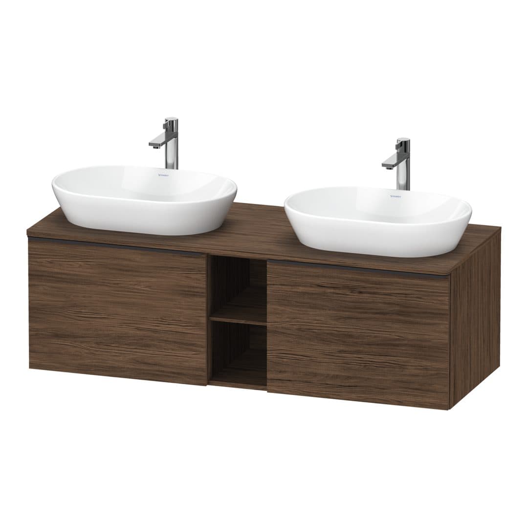 Duravit D-Neo – Έπιπλο Νιπτήρα – 1400 mm, για κονσόλα, 2 συρτάρια, Diamond black Matt – Walnut dark Matt, Decor (DE4950BBD210000)