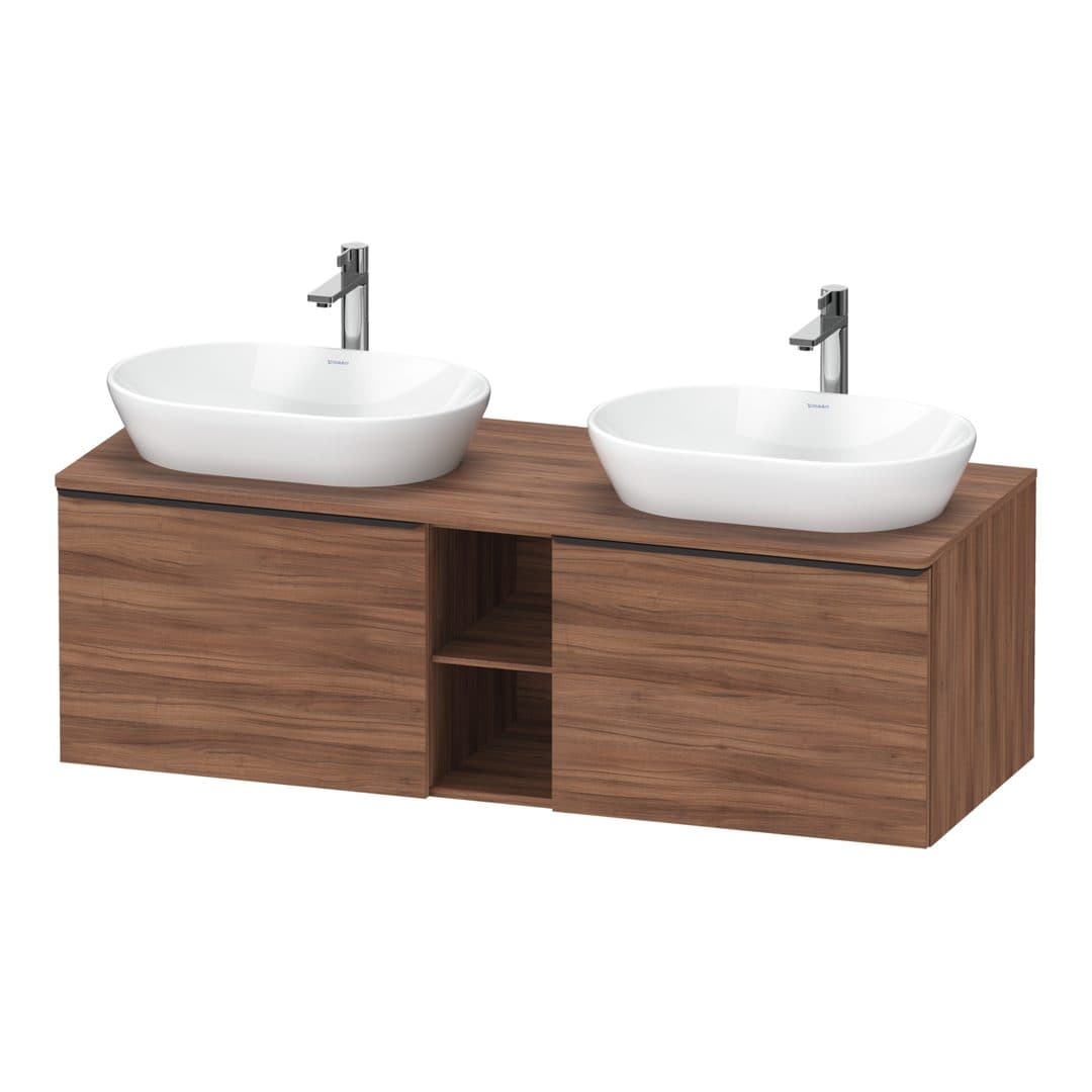 Duravit D-Neo – Έπιπλο Νιπτήρα – 1400 mm, για κονσόλα, 2 συρτάρια, Diamond black Matt – Walnut Matt, Decor (DE4950BBD790000)