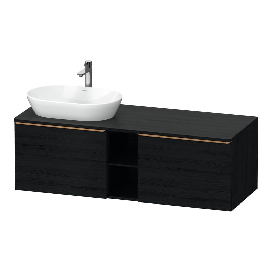 Duravit D-Neo – Έπιπλο Νιπτήρα – 1400 mm, για κονσόλα, 2 συρτάρια, νιπτήρας αριστερά, Bronze Brushed – Black oak Matt, Decor (DE4950L04160000)