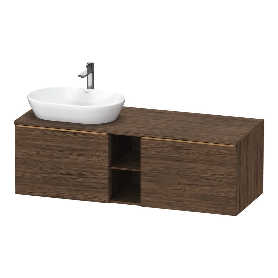 Duravit D-Neo – Έπιπλο Νιπτήρα – 1400 mm, για κονσόλα, 2 συρτάρια, νιπτήρας αριστερά, Bronze Brushed – Walnut dark Matt, Decor (DE4950L04210000)