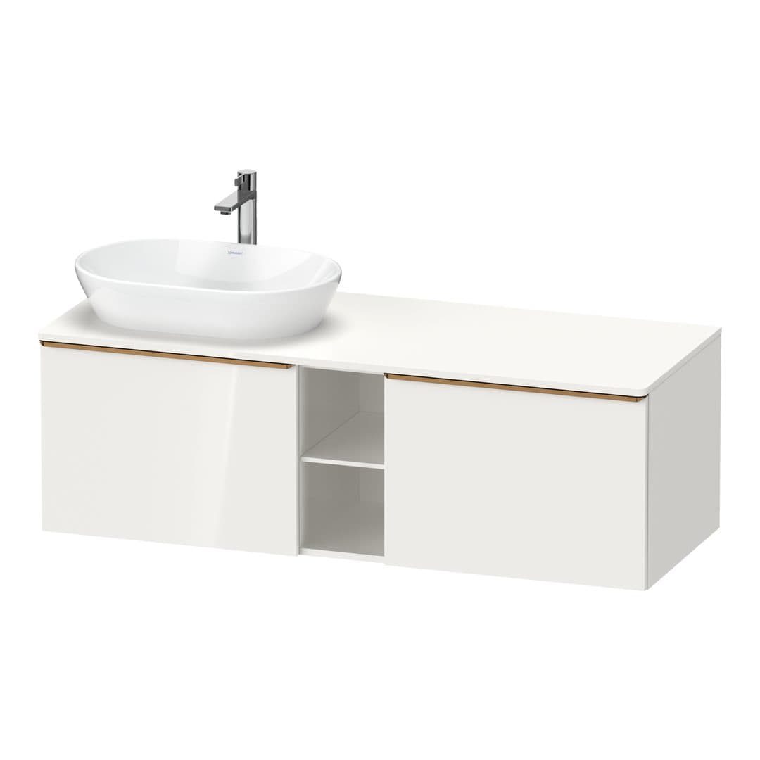 Duravit D-Neo – Έπιπλο Νιπτήρα – 1400 mm, για κονσόλα, 2 συρτάρια, νιπτήρας αριστερά, Bronze Brushed – White High Gloss, Decor (DE4950L04220000)