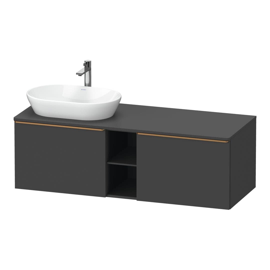 Duravit D-Neo – Έπιπλο Νιπτήρα – 1400 mm, για κονσόλα, 2 συρτάρια, νιπτήρας αριστερά, Bronze Brushed – Graphite Matt, Decor (DE4950L04490000)