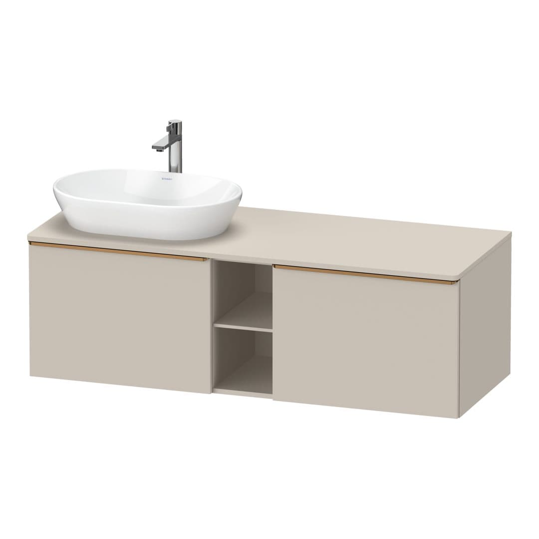 Duravit D-Neo – Έπιπλο Νιπτήρα – 1400 mm, για κονσόλα, 2 συρτάρια, νιπτήρας αριστερά, Bronze Brushed – Taupe Matt, Decor (DE4950L04910000)