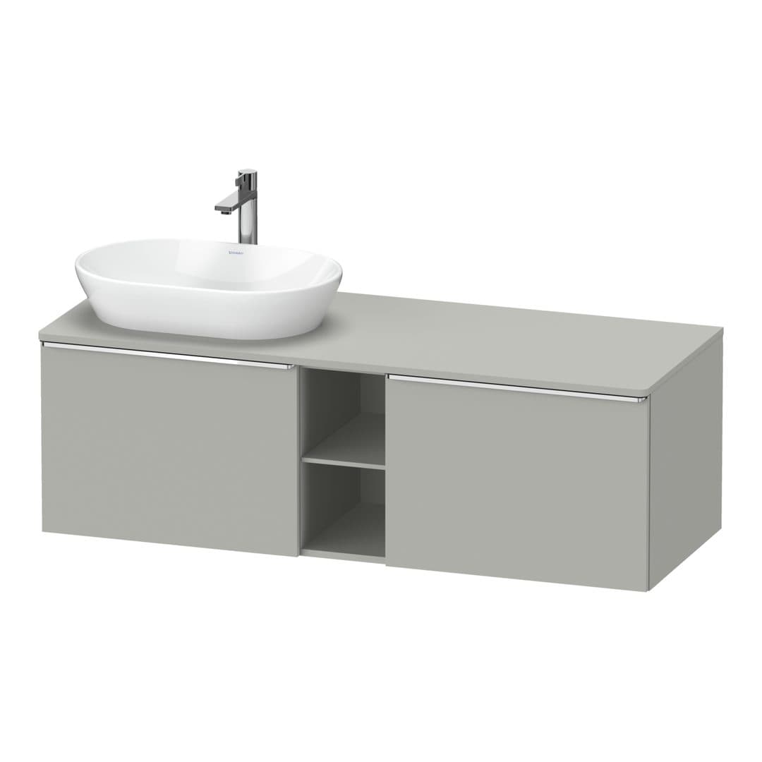 Duravit D-Neo – Έπιπλο Νιπτήρα – 1400 mm, για κονσόλα, 2 συρτάρια, νιπτήρας αριστερά, Chrome High Gloss – Concrete grey Matt, Decor (DE4950L10070000)