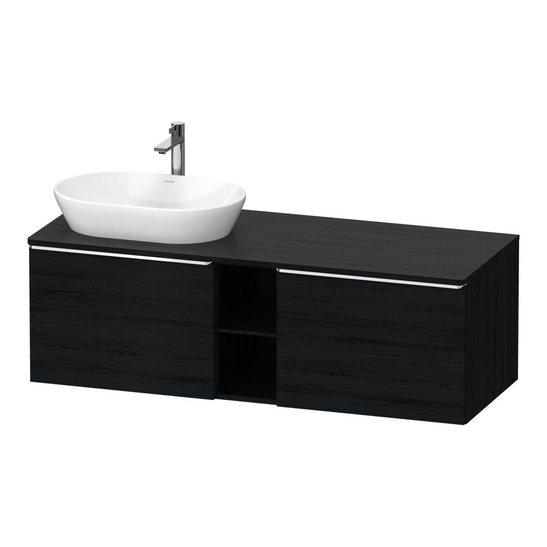 Duravit D-Neo – Έπιπλο Νιπτήρα – 1400 mm, για κονσόλα, 2 συρτάρια, νιπτήρας αριστερά, Chrome High Gloss – Black oak Matt, Decor (DE4950L10160000)