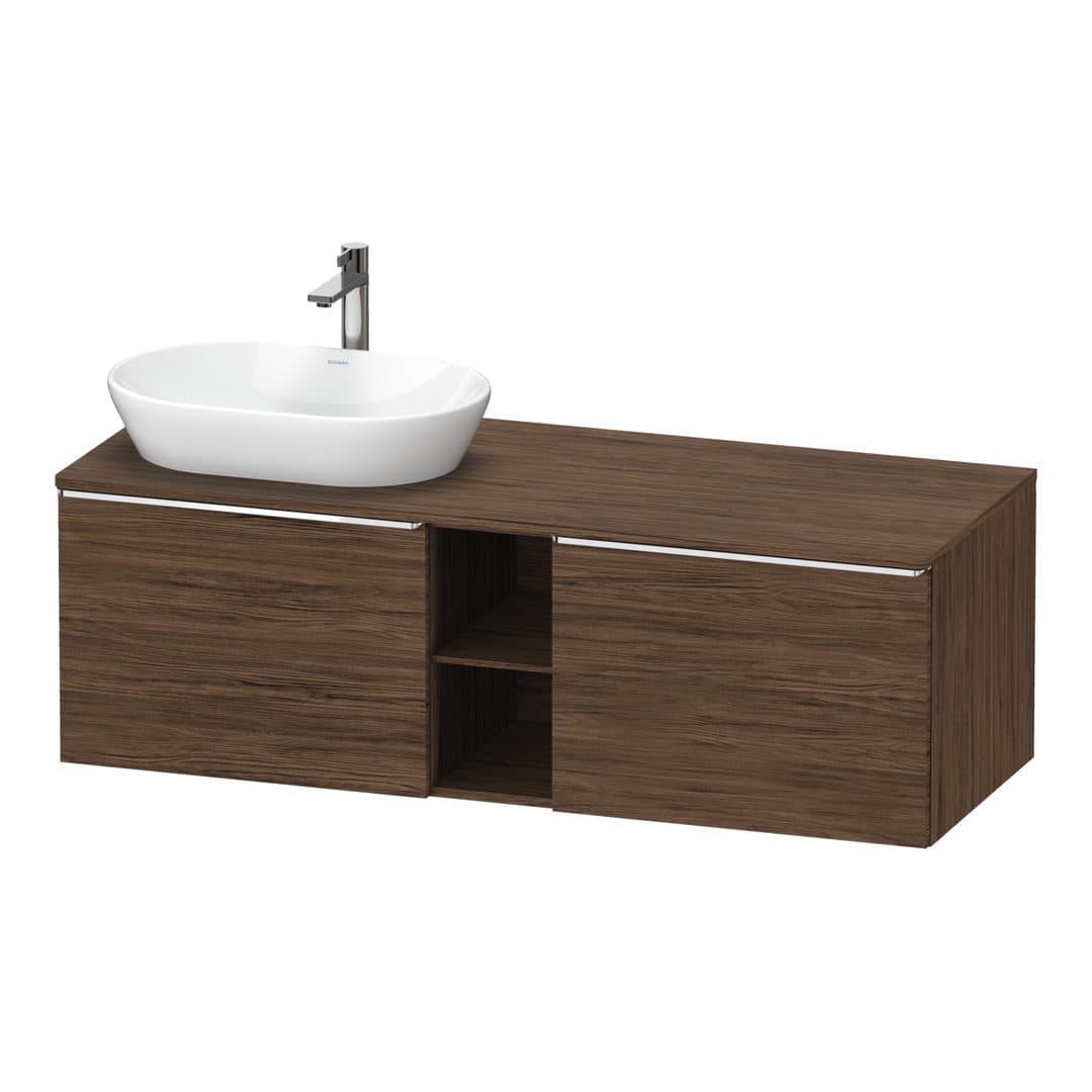 Duravit D-Neo – Έπιπλο Νιπτήρα – 1400 mm, για κονσόλα, 2 συρτάρια, νιπτήρας αριστερά, Chrome High Gloss – Walnut dark Matt, Decor (DE4950L10210000)