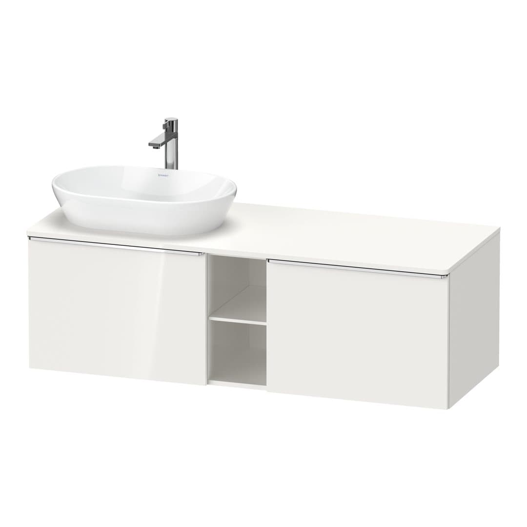 Duravit D-Neo – Έπιπλο Νιπτήρα – 1400 mm, για κονσόλα, 2 συρτάρια, νιπτήρας αριστερά, Chrome High Gloss – White High Gloss, Decor (DE4950L10220000)