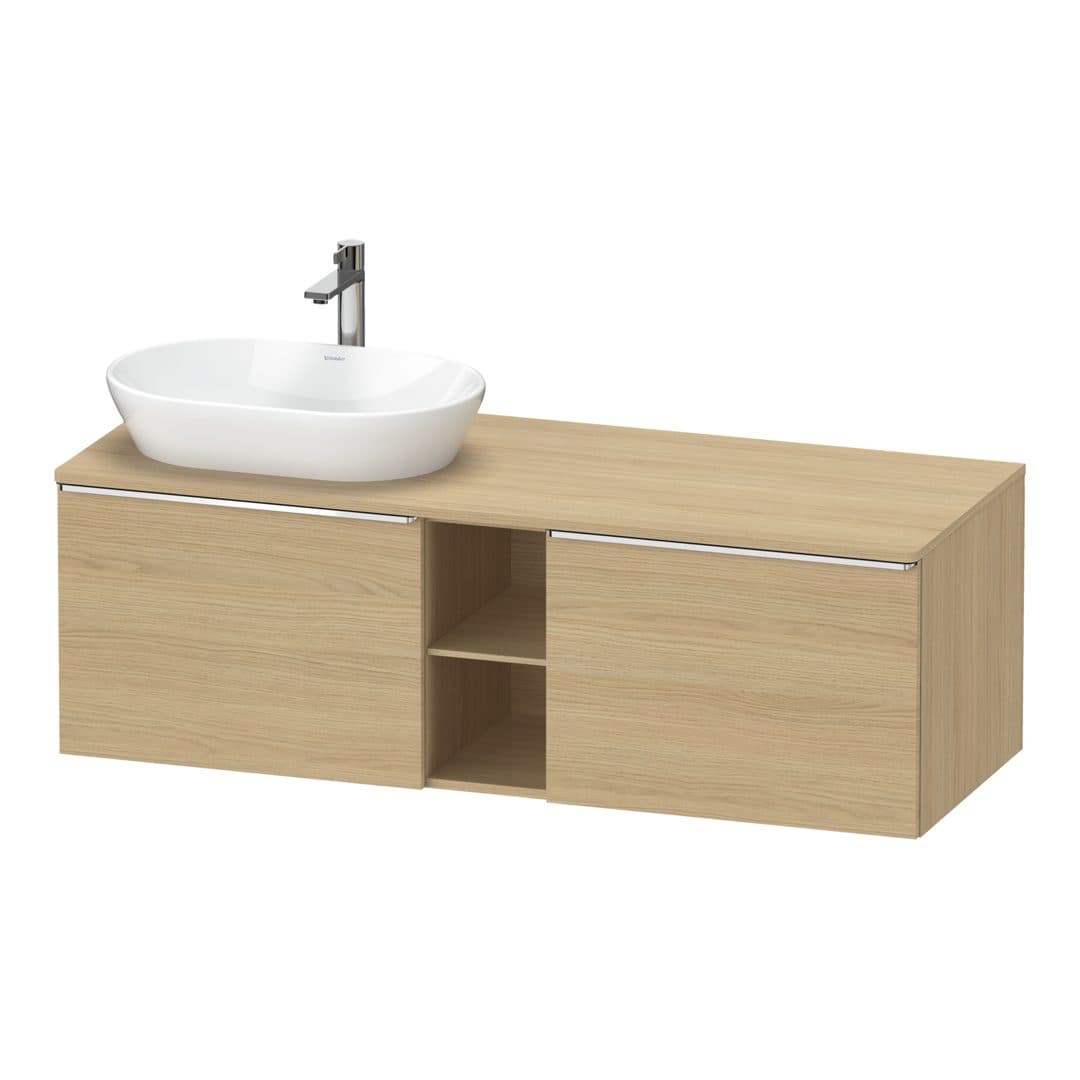 Duravit D-Neo – Έπιπλο Νιπτήρα – 1400 mm, για κονσόλα, 2 συρτάρια, νιπτήρας αριστερά, Chrome High Gloss – Natural oak, Decor (DE4950L10300000)