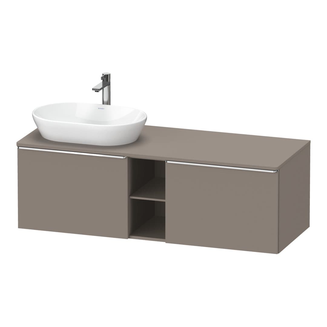Duravit D-Neo – Έπιπλο Νιπτήρα – 1400 mm, για κονσόλα, 2 συρτάρια, νιπτήρας αριστερά, Chrome High Gloss – Basalte Matt, Decor (DE4950L10430000)