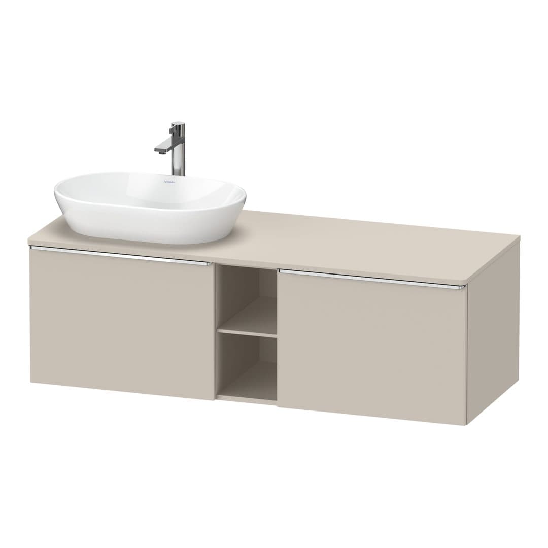 Duravit D-Neo – Έπιπλο Νιπτήρα – 1400 mm, για κονσόλα, 2 συρτάρια, νιπτήρας αριστερά, Chrome High Gloss – Taupe Matt, Decor (DE4950L10910000)