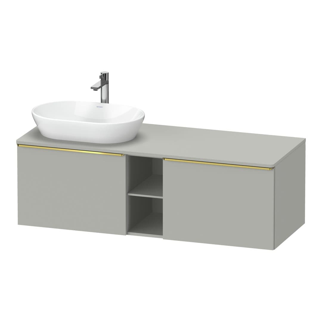 Duravit D-Neo – Έπιπλο Νιπτήρα – 1400 mm, για κονσόλα, 2 συρτάρια, νιπτήρας αριστερά, Gold Polished – Concrete grey Matt, Decor (DE4950L34070000)