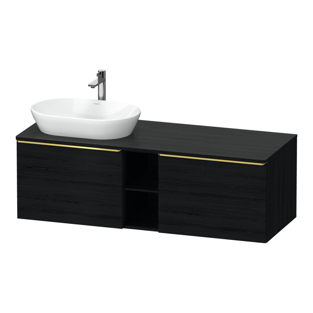 Duravit D-Neo – Έπιπλο Νιπτήρα – 1400 mm, για κονσόλα, 2 συρτάρια, νιπτήρας αριστερά, Gold Polished – Black oak Matt, Decor (DE4950L34160000)