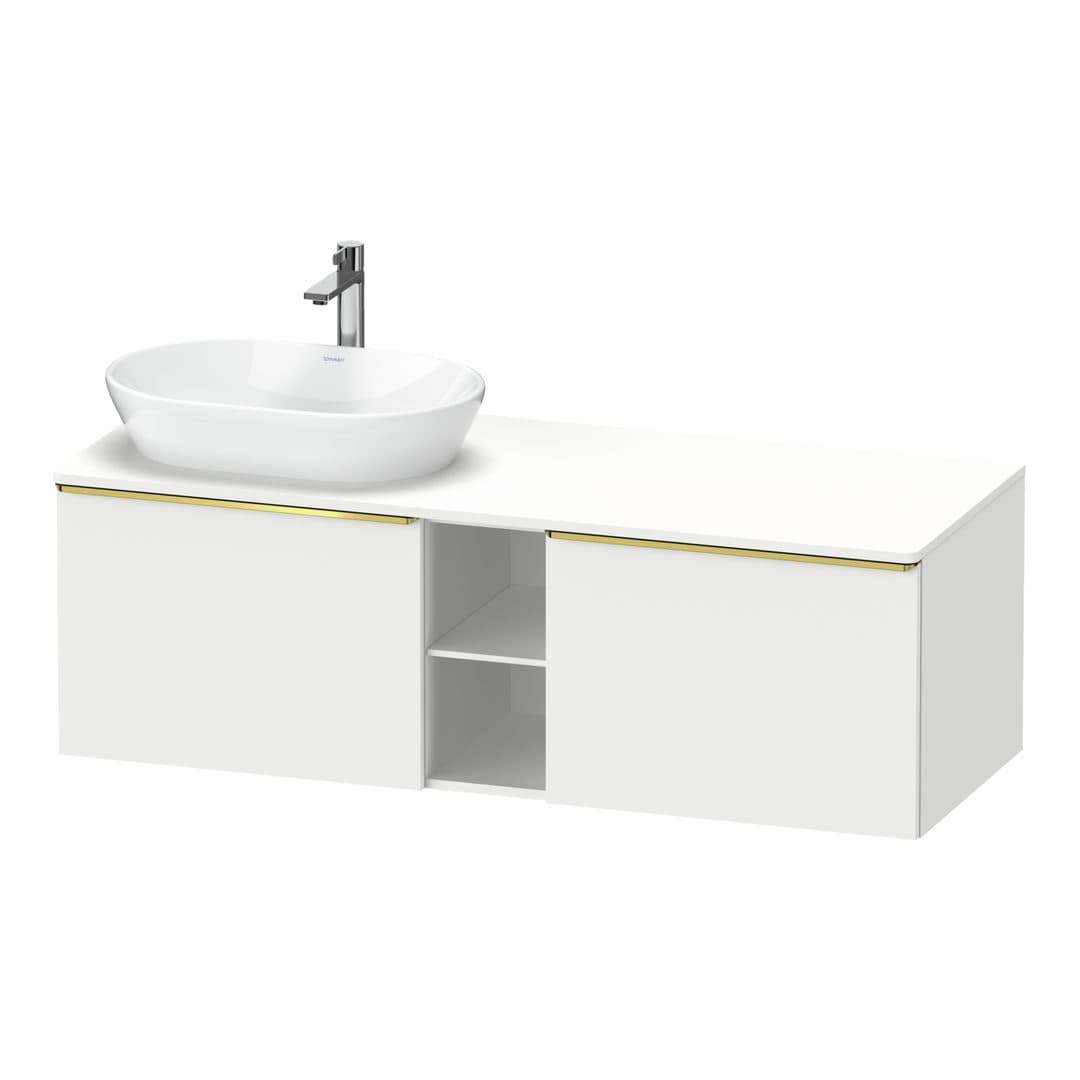 Duravit D-Neo – Έπιπλο Νιπτήρα – 1400 mm, για κονσόλα, 2 συρτάρια, νιπτήρας αριστερά, Gold Polished – White Matt, Decor (DE4950L34180000)