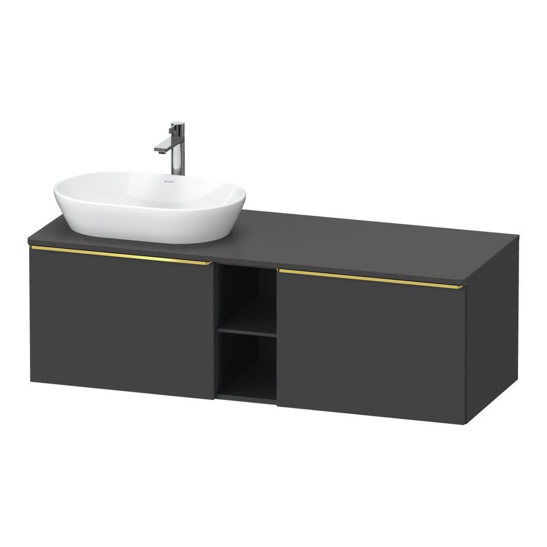Duravit D-Neo – Έπιπλο Νιπτήρα – 1400 mm, για κονσόλα, 2 συρτάρια, νιπτήρας αριστερά, Gold Polished – Graphite Matt, Decor (DE4950L34490000)