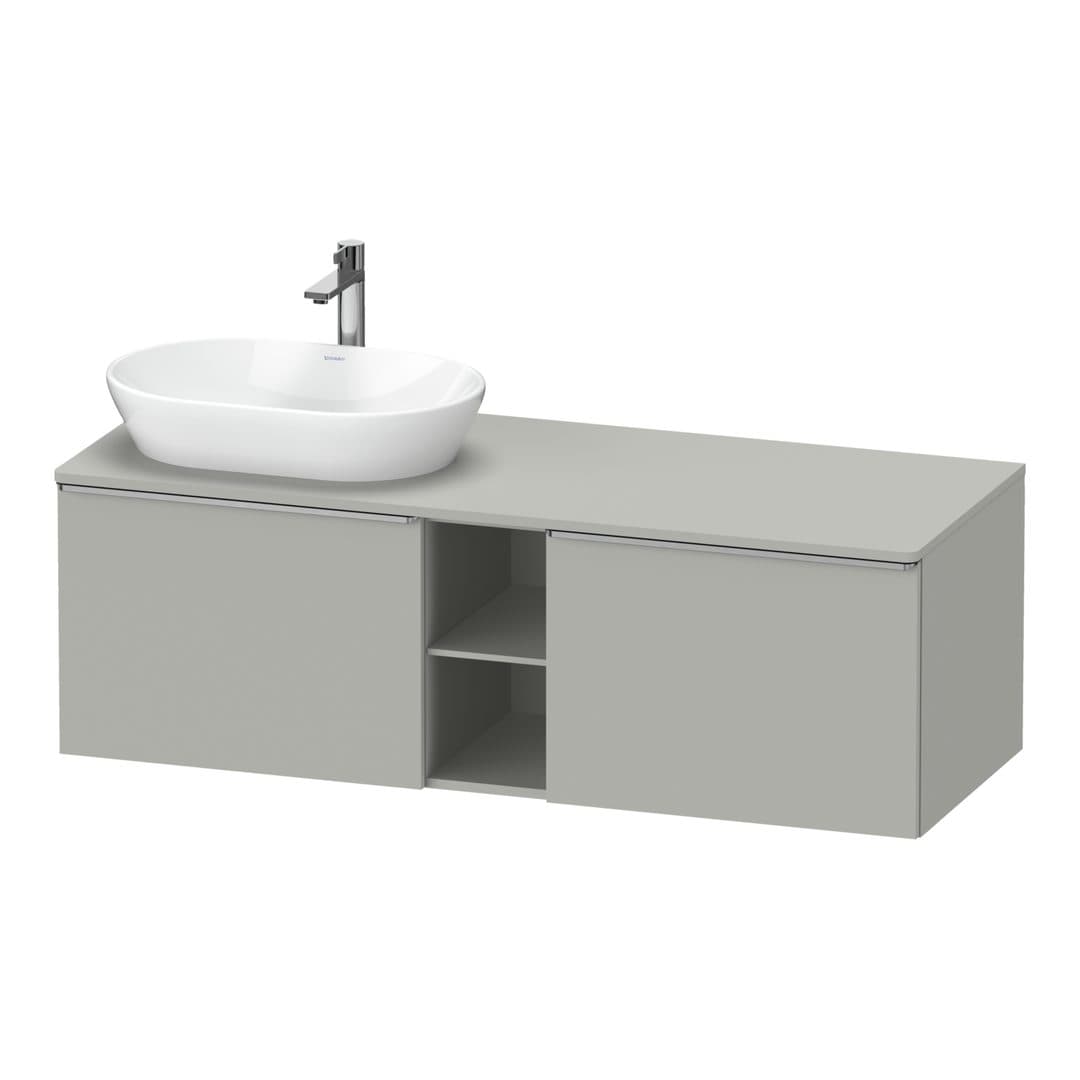 Duravit D-Neo – Έπιπλο Νιπτήρα – 1400 mm, για κονσόλα, 2 συρτάρια, νιπτήρας αριστερά, Stainless steel Brushed – Concrete grey Matt, Decor (DE4950L70070000)