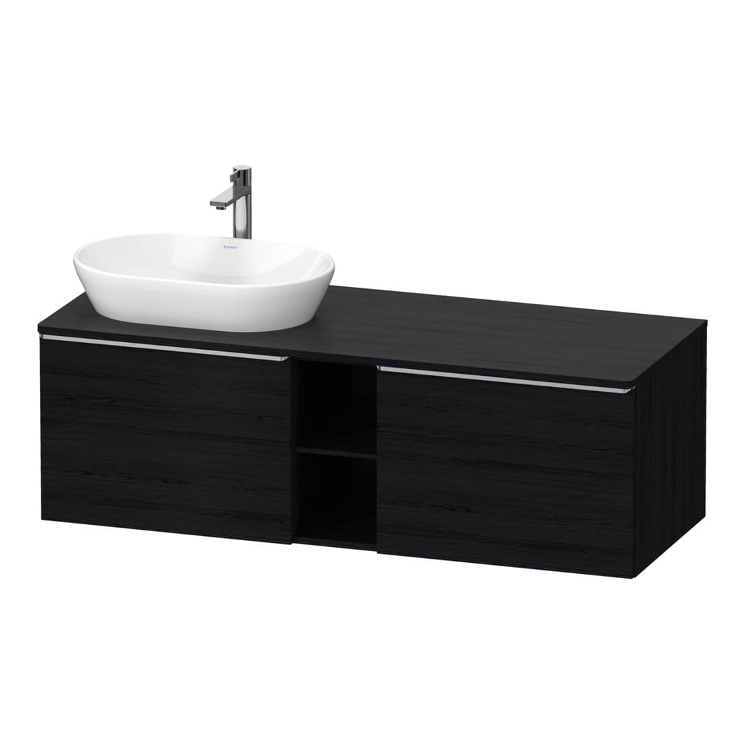 Duravit D-Neo – Έπιπλο Νιπτήρα – 1400 mm, για κονσόλα, 2 συρτάρια, νιπτήρας αριστερά, Stainless steel Brushed – Black oak Matt, Decor (DE4950L70160000)