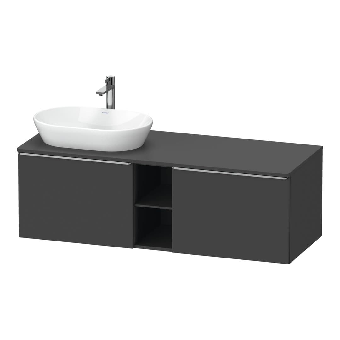 Duravit D-Neo – Έπιπλο Νιπτήρα – 1400 mm, για κονσόλα, 2 συρτάρια, νιπτήρας αριστερά, Stainless steel Brushed – Graphite Matt, Decor (DE4950L70490000)