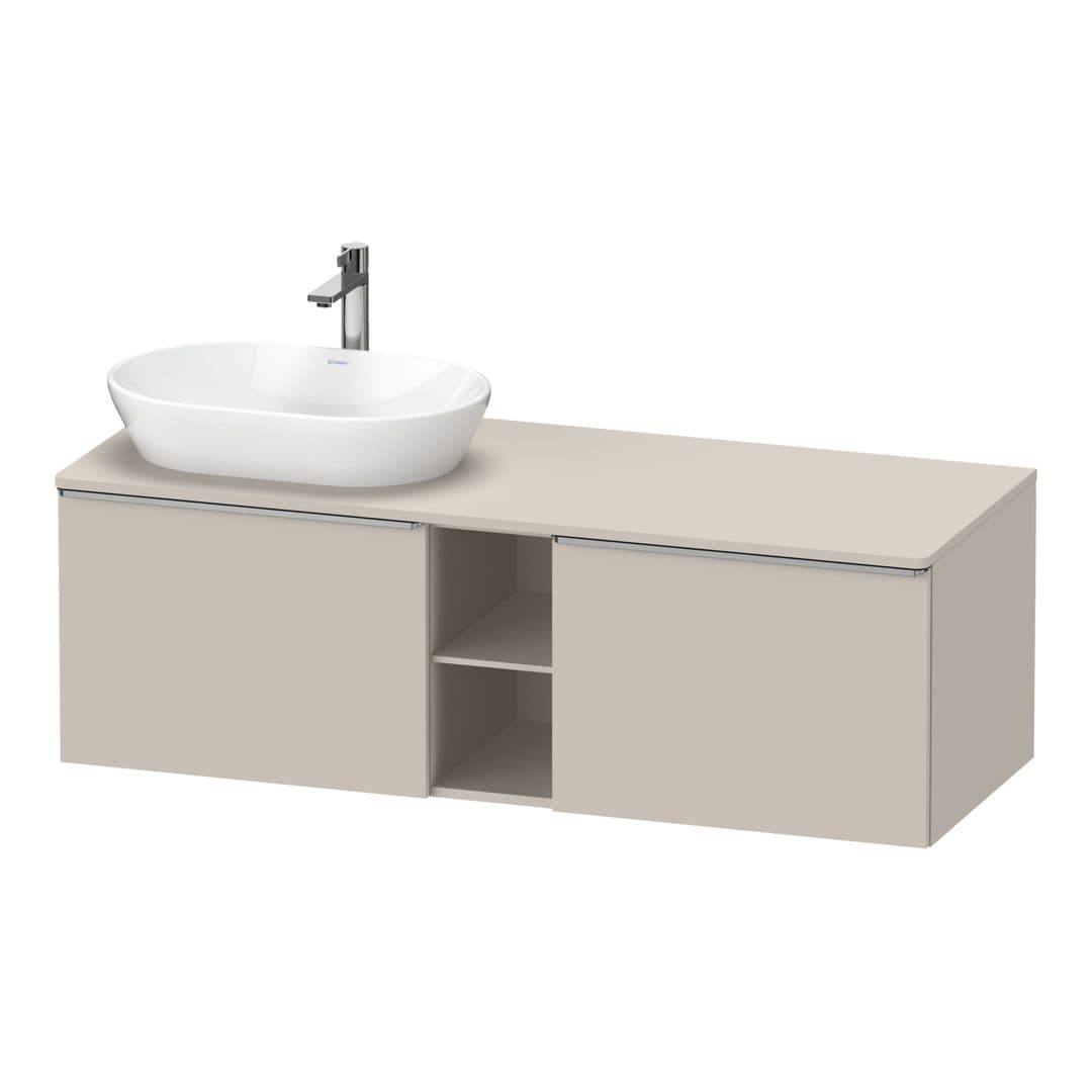 Duravit D-Neo – Έπιπλο Νιπτήρα – 1400 mm, για κονσόλα, 2 συρτάρια, νιπτήρας αριστερά, Stainless steel Brushed – Taupe Matt, Decor (DE4950L70910000)